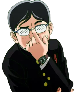 😏 Reigen Arataka Mob Psycho 100 Anime, Brille, Mittelfinger, Cartoon, Reigen, Mob Psycho 100 whatsapp sticker