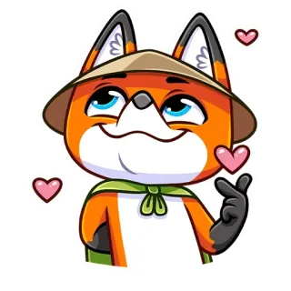 ❤️ zorro, dibujos animados, amor, corazón, lindo, kawaii, animal whatsapp sticker