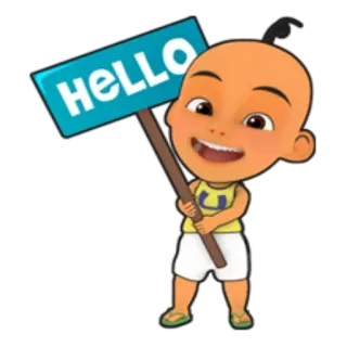 😊 HELLO Dessin animé, Salutation, Amical, Panneau, Joyeux telegram sticker