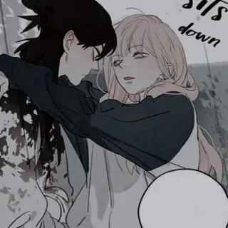 🍢 down anime, couple, hug, affection, cute, romance telegram sticker