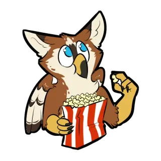 🍿 owl, popcorn, bird, animal, cute, watching, snack telegram sticker