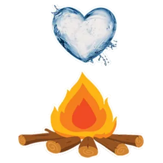 💔 하트, 물, 불, 캠프, 캠프파이어 telegram sticker