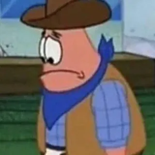 😥 Patrick Star Spongebob Squarepants Мультфильм, Грустный, Ковбой, Патрик, Звезда telegram sticker