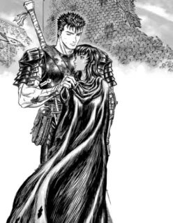 🖤 Guts Berserk manga, anime, sword, fantasy, couple, warrior, armor whatsapp sticker