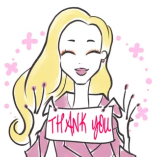 👏 THANK YOU cảm ơn, lòng biết ơn, sự trân trọng, phụ nữ tóc vàng, hoạt hình, tích cực, màu hồng telegram sticker