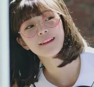 😏 fille, asiatique, mignon, lunettes, portrait, femme telegram sticker