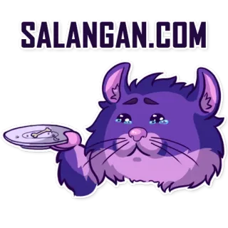 💰 SALANGAN.COM кот, грустный, плачущий, наклейка, фиолетовый, тарелка telegram sticker