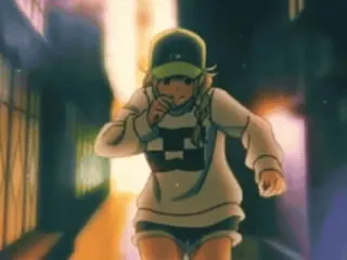 βοΈ anime, girl, running, street, night, cartoon telegram sticker