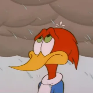 🌧 Woody Woodpecker woody woodpecker, cartone animato, triste, pioggia, animazione telegram sticker