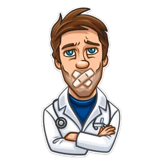 😶 médico, censurado, silenciado, saúde, médico, desenho animado telegram sticker