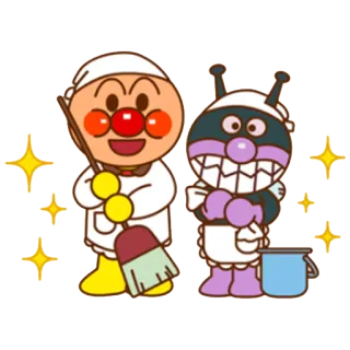 🛁 Anpanman Kartun, Anime, Kawaii, Imut, Membersihkan, Ramah telegram sticker