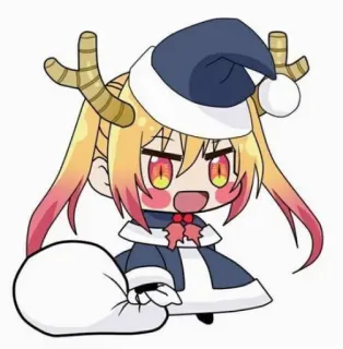 🥺 Tohru Miss Kobayashi's Dragon Maid anime, chibi, dragon, Christmas, Tohru, Miss Kobayashi's Dragon Maid telegram sticker