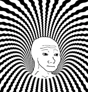 🕸 meme, wojak, spiral, black and white, internet culture, doodle telegram sticker