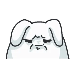 😑 triste, déprimé, blanc, dessin animé, animal, lapin, emoji telegram sticker