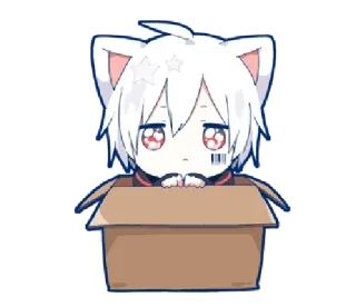 🤍 cat, anime, kawaii, cute, box, sticker whatsapp sticker