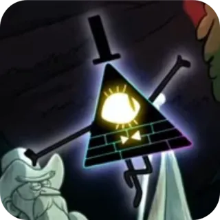 👁 Bill Cipher Gravity Falls บิล ไซเฟอร์, แกรวิตี้ ฟอลส์, สามเหลี่ยม, การ์ตูน, แฟนตาซี, แอนิเมชัน telegram sticker
