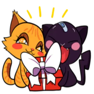 🎁 แมว, ของขวัญ, น่ารัก, การ์ตูน, สัตว์, งานเฉลิมฉลอง telegram sticker