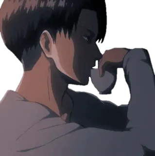 ☕️ Levi Ackerman Attack on Titan anime, male, drinking, Levi, Ackerman, Attack on Titan telegram sticker
