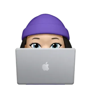 💜 computador, emoji, apple, laptop, pessoa, mulher, chapéu telegram sticker
