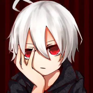 🤔 anime, manga, cartoon, character, white hair, red eyes telegram sticker
