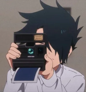 🖤 anime, boy, camera, polaroid, photo, photography telegram sticker