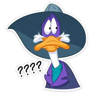 🤨 ???? duck, question, confused, cartoon, bird telegram sticker