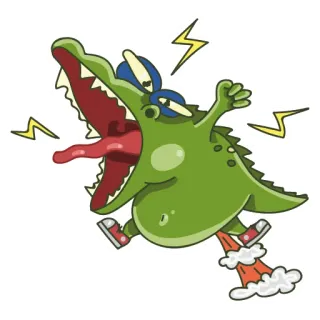 🔥 cartone animato, alligatore, animale, divertente, sticker, fumetto, pazzo telegram sticker