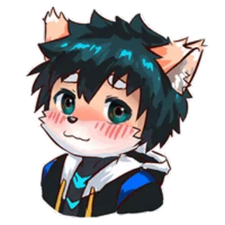☺️ Anime, Furry, Süß, Erröten, Chibi whatsapp sticker