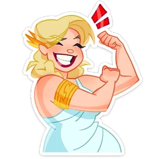 💪 woman, strong, cartoon, muscle, empowerment, fitness, feminism, blonde telegram sticker