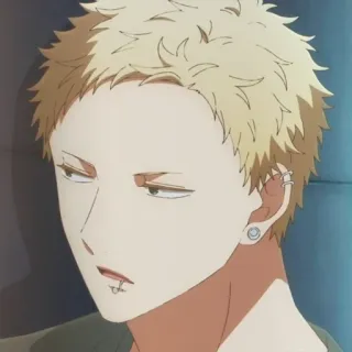 🍌 Anime, Charakter, blonde Haare, Ohrringe, Piercing, männlich telegram sticker
