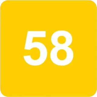 🟨 58 number, yellow, 50s telegram sticker