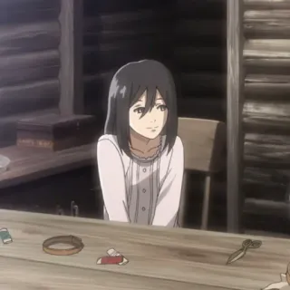 🙂 Mikasa Ackerman Attack on Titan Mikasa Ackerman, anime, Attack on Titan, character, manga telegram sticker