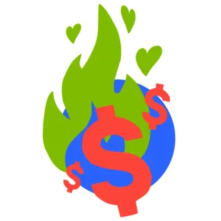 👍 ดอลลาร์, เงิน, กำลังไหม้, การเงิน, ภาวะโลกร้อน, ความรัก telegram sticker