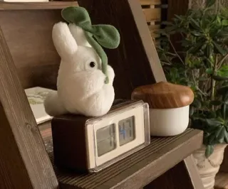☘️ plushie, cute, toy, shelf, indoor, clock telegram sticker