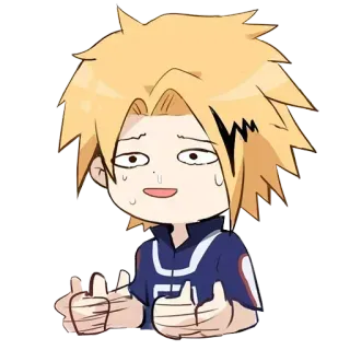 👍 Denki Kaminari My Hero Academia Anime, My Hero Academia, Denki Kaminari, Elektrizität, geschockt, schwitzend, Charakter telegram sticker