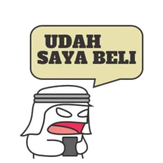 😌 UDAH SAYA BELI 스티커, 만화, 인도네시아어, 말풍선 telegram sticker