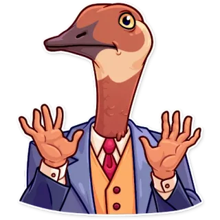 ✋ ganso, homem de negócios, animal, pássaro, terno, gravata, engraçado, desenho animado telegram sticker