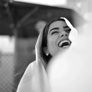😂 mujer, riendo, feliz, retrato, alegría, sonrisa telegram sticker