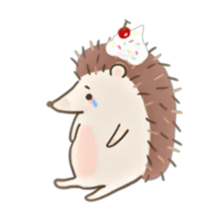 😢 erizo, animal, lindo, postre, kawaii, triste whatsapp sticker