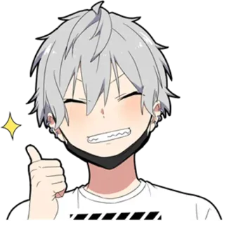 🎩 anime, boy, thumbs up, happy, illustration, sticker telegram sticker