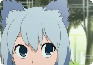 👀 Anime, Garota, Fofa, Orelhas de lobo, Cabelo azul, Desenho animado telegram sticker