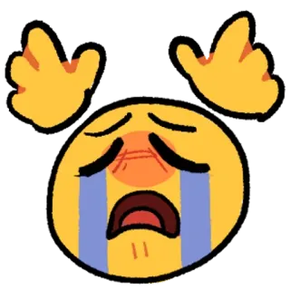 😭 emoji, sad, crying, yellow, distressed telegram sticker