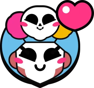 ❤️ sticker, teschio, cuore, cartone animato, carino, personaggio whatsapp sticker