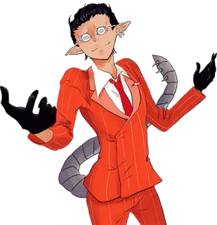 👐 anime, manga, character, suit, elf, science fiction telegram sticker