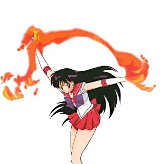 💥 Sailor Mars Sailor Moon アニメ, 魔法少女, スーパーヒーロー, 火, セーラーマーズ, セーラームーン telegram sticker