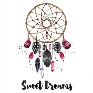 ☸ Sweet Dreams ตาข่ายดักฝัน, ฝันดี, โบฮีเมียน, ขนนก, ศิลปะ, การนอนหลับ, สีน้ำ telegram sticker