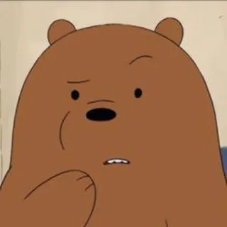 🐼 Grizz We Bare Bears urso, desenho animado, expressão, pensando, confuso, We Bare Bears telegram sticker