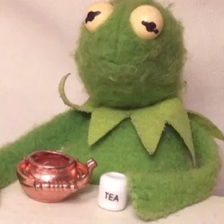 🤔 Kermit TEA Kermit la rana, té, marioneta, Muppet, lindo, verde telegram sticker