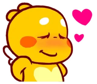 🌝 милый, каваий, желтый, мультик, сердце, любовь, краснеющий whatsapp sticker