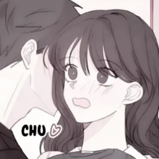 🍢 CHU pocałunek, miłość, uczucie, kreskówka, serce telegram sticker